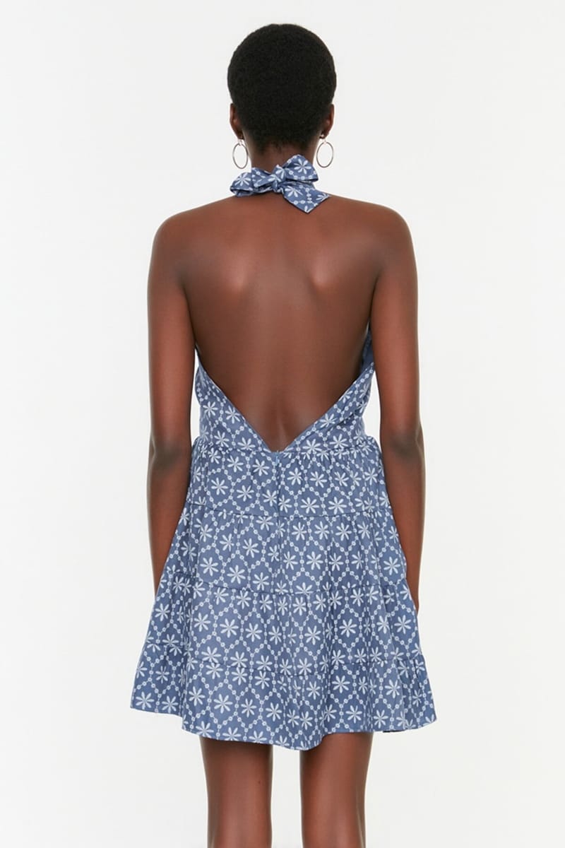 Halter Neck Printed Dress - Mini Dresses 19