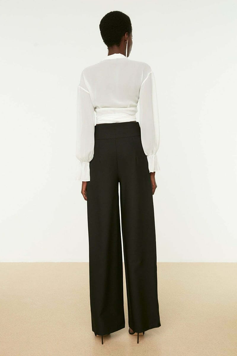 High Waist Rib Detailed Pant - Formal Pants 24