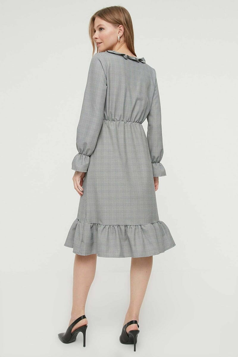 6_org_zoom Knitted Ruffle Neck Dress - Midi Dresses 19