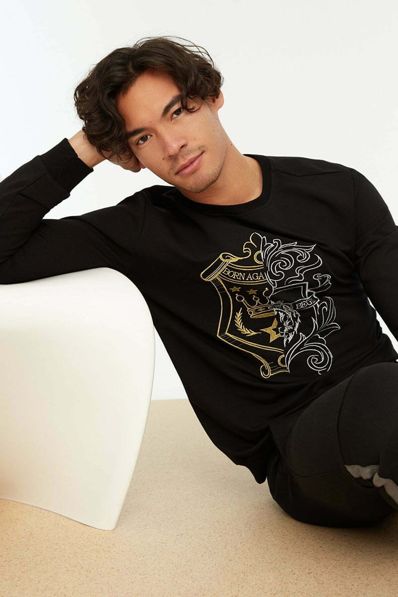 Regular Fit Black Sweatshirt - Sweatshirts 32