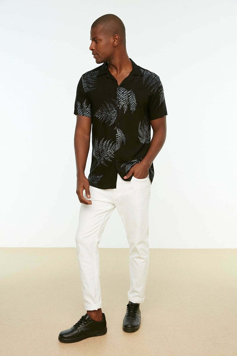 Men's Regular Fit Patterned Shirt - Short Sleeves Shirts 32