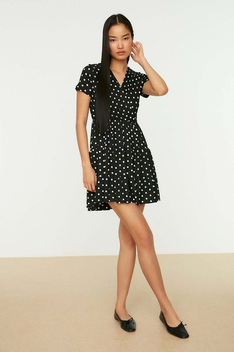 Polka Dot Skater Dress - Mini Dresses 24