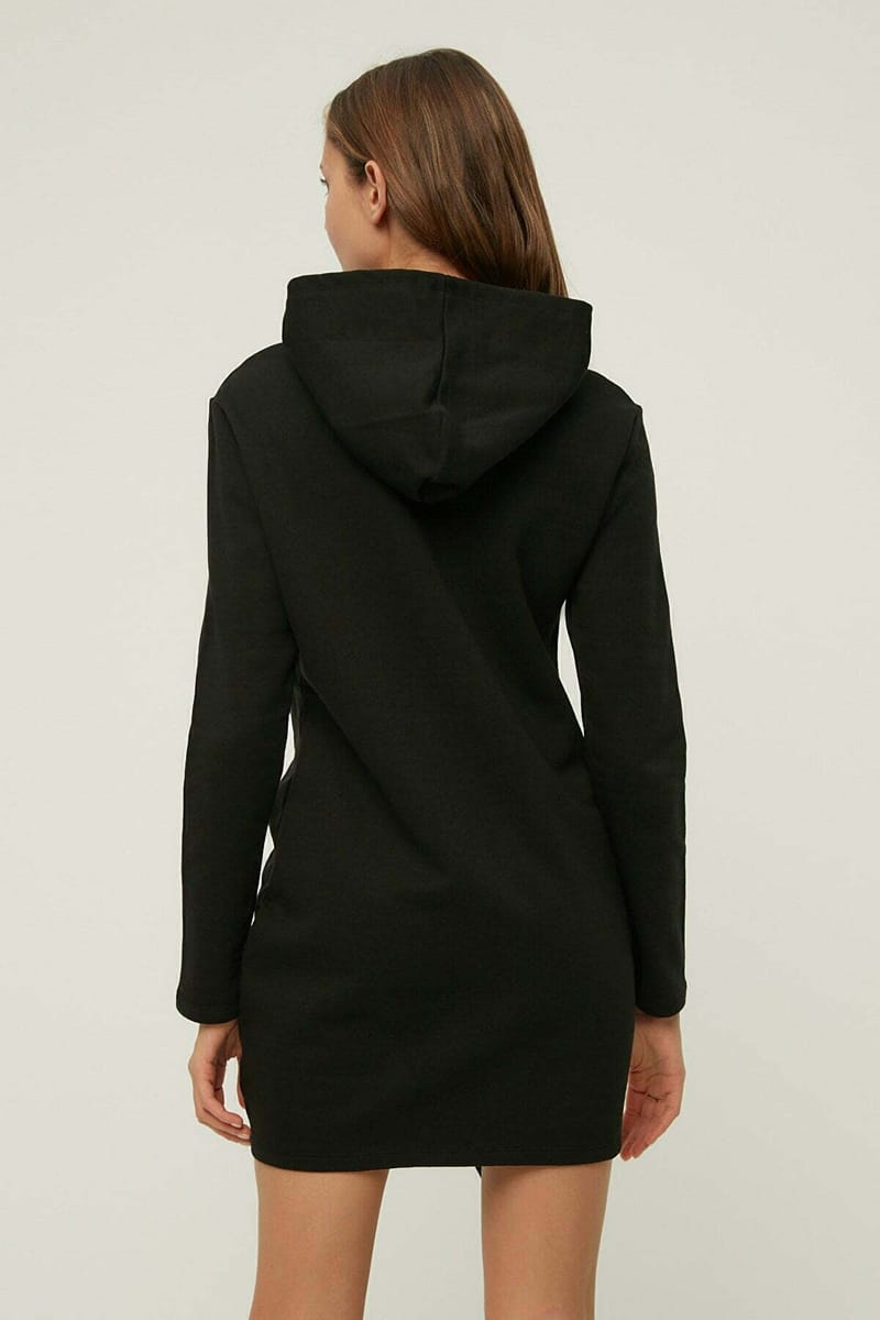 Ruched Detail Hooded Dress - Mini Dresses 23