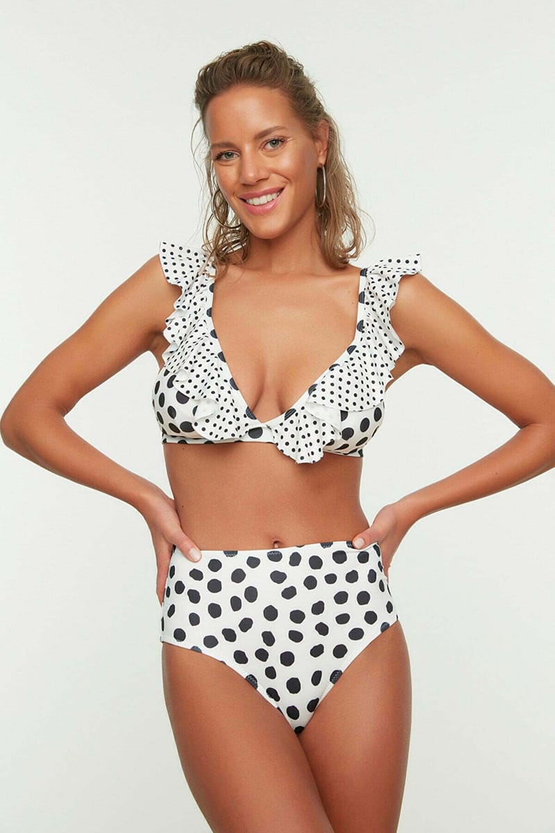 Polka Dot High Rise Bikini Brief - Bikinis 29