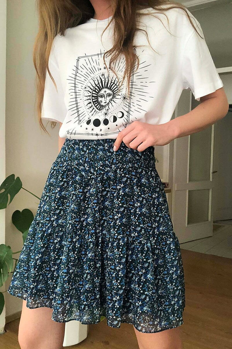 Floral Print Mini Skirt - Mini Skirts 46