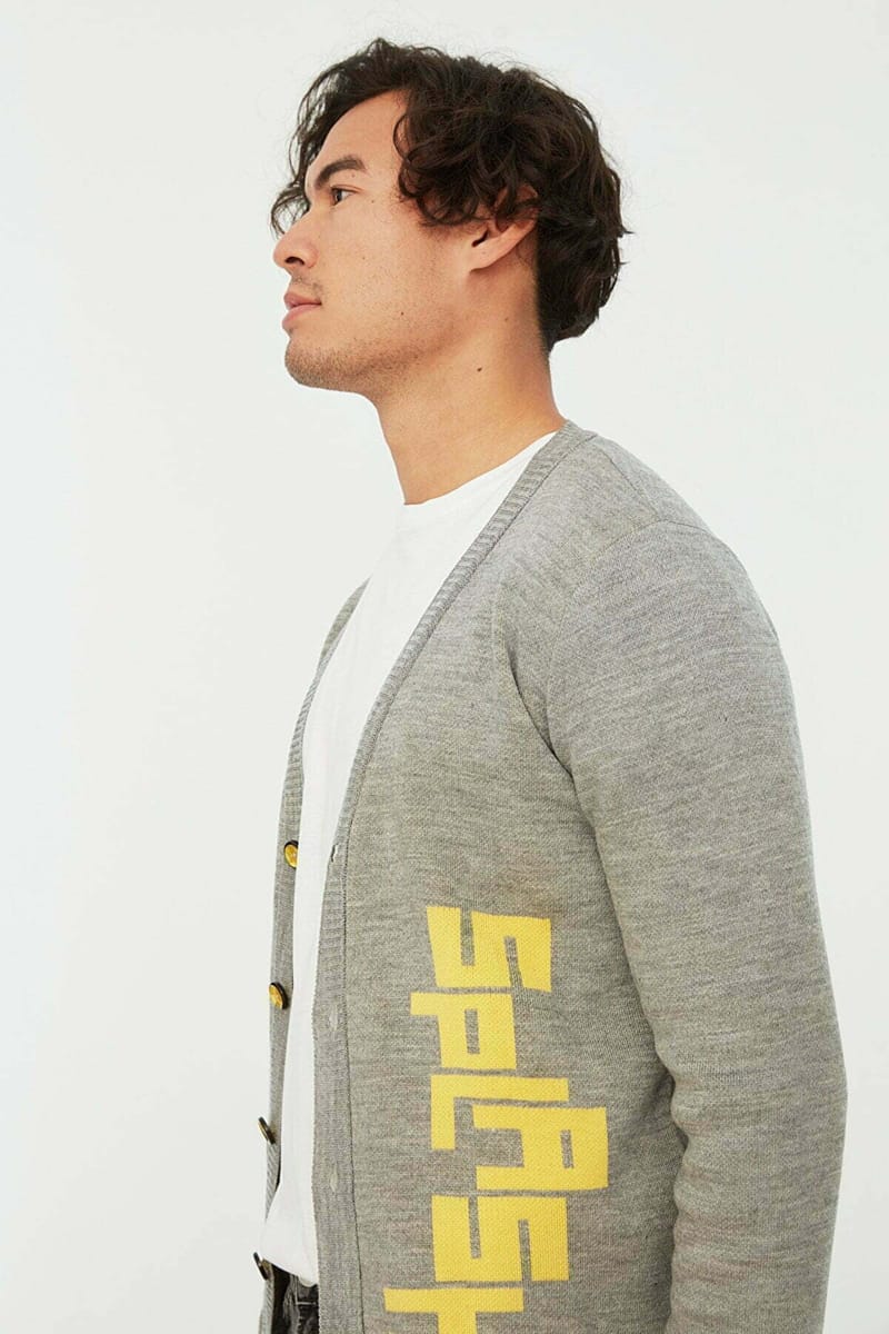 Slogan Knitted V-Neck Cardigan - Cardigans 33