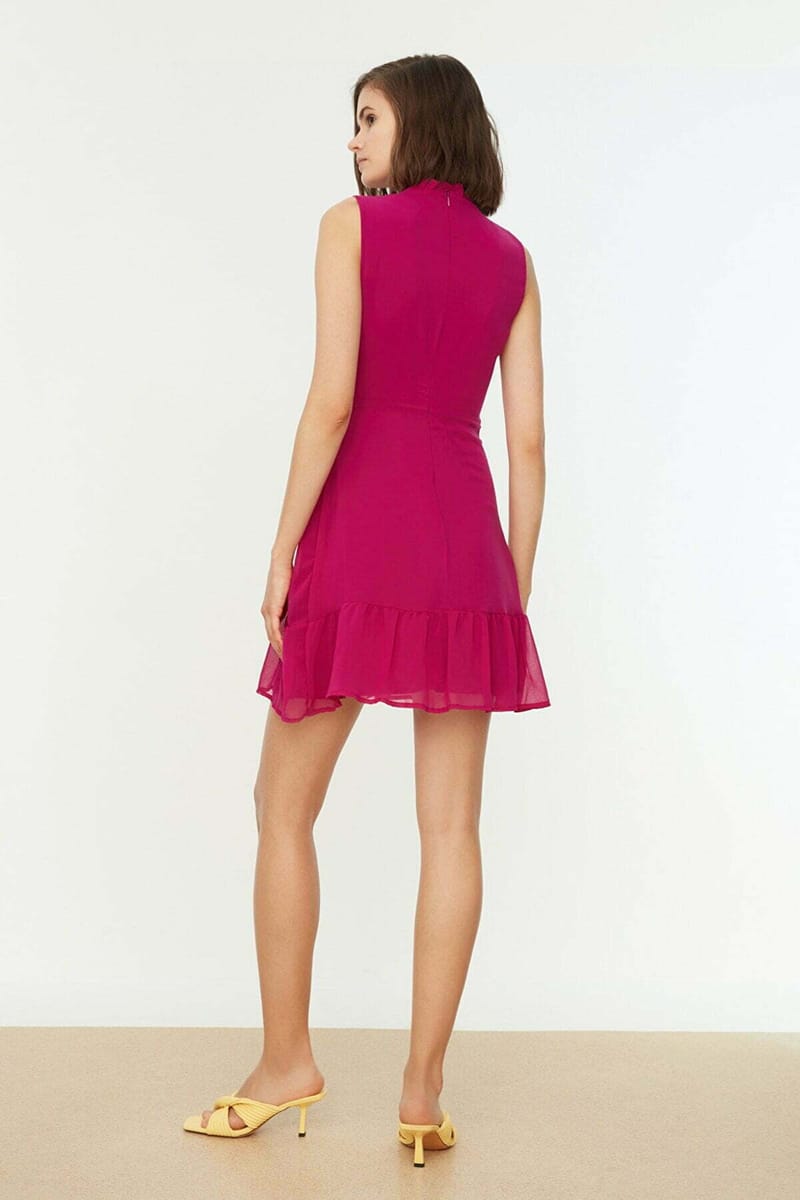8_org_zoom Pleated Hem Ruffle Detail Dress - Mini Dresses 34