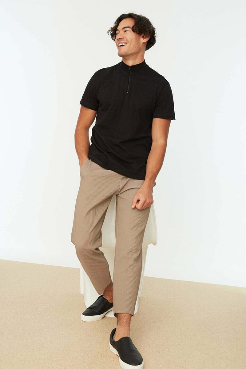 Collared Zipper Slim Fit T-Shirt - Short Sleeve T-Shirt 33