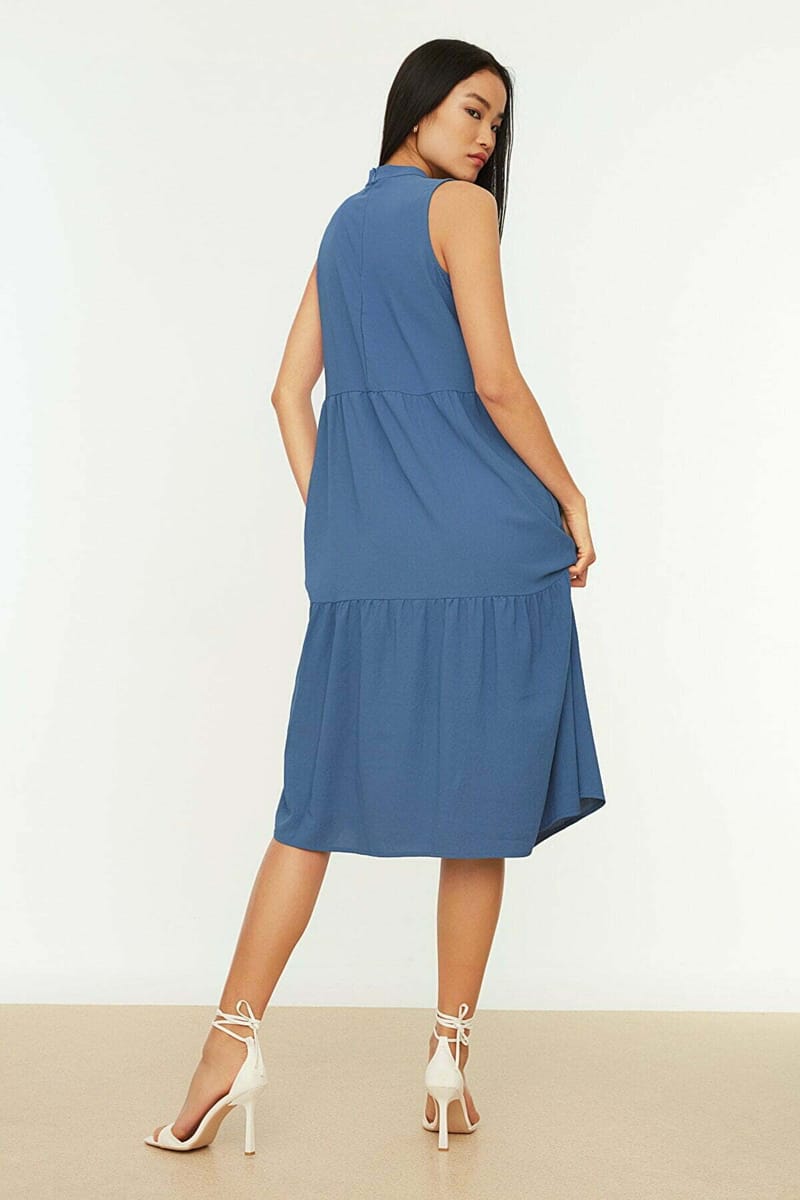 High Neck Tiered Dress - Midi Dresses 46