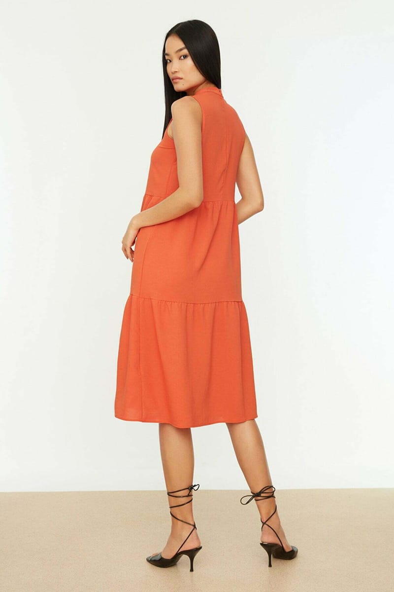 High Neck Tiered Dress - Midi Dresses 74