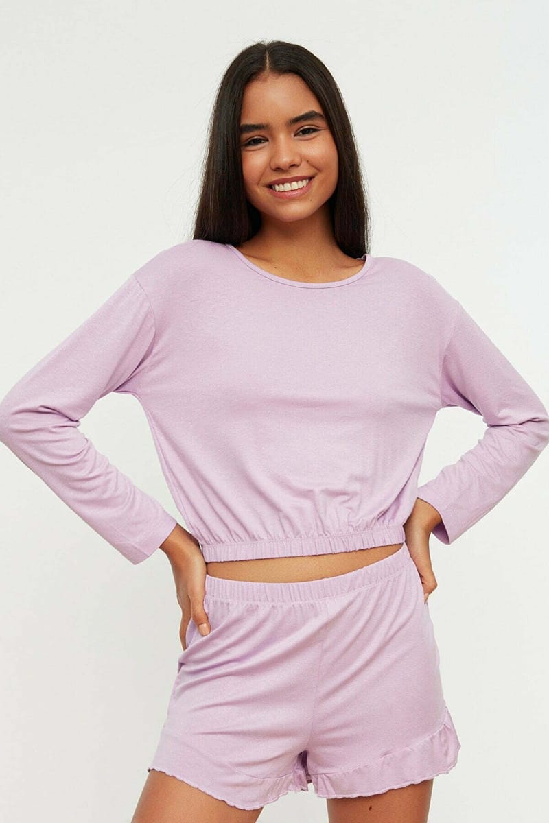 Purple Knitted Shorts Women's Set - Co-ord Sets 21