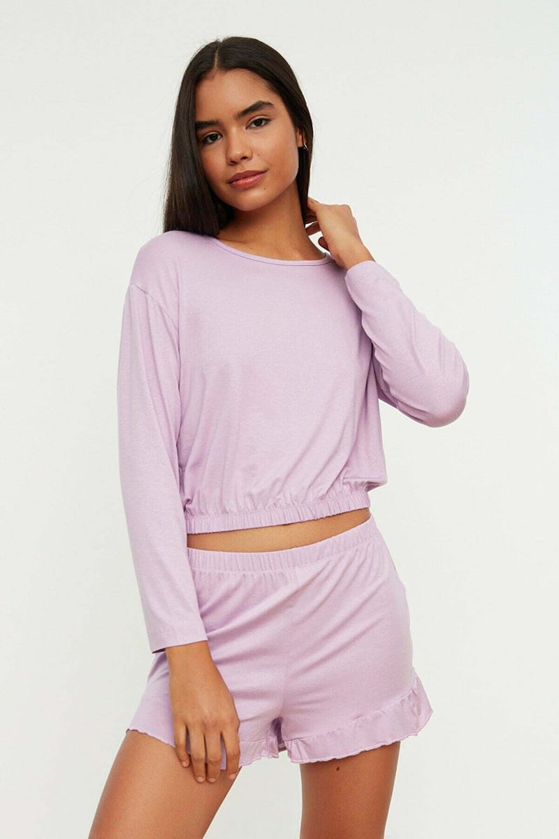 Purple Knitted Shorts Women's Set - Co-ord Sets 22