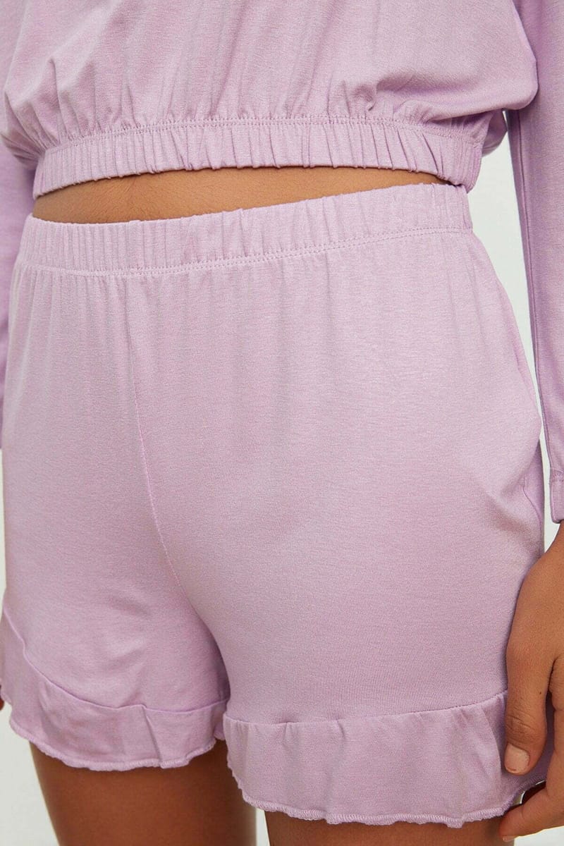 Purple Knitted Shorts Women's Set - Co-ord Sets 23