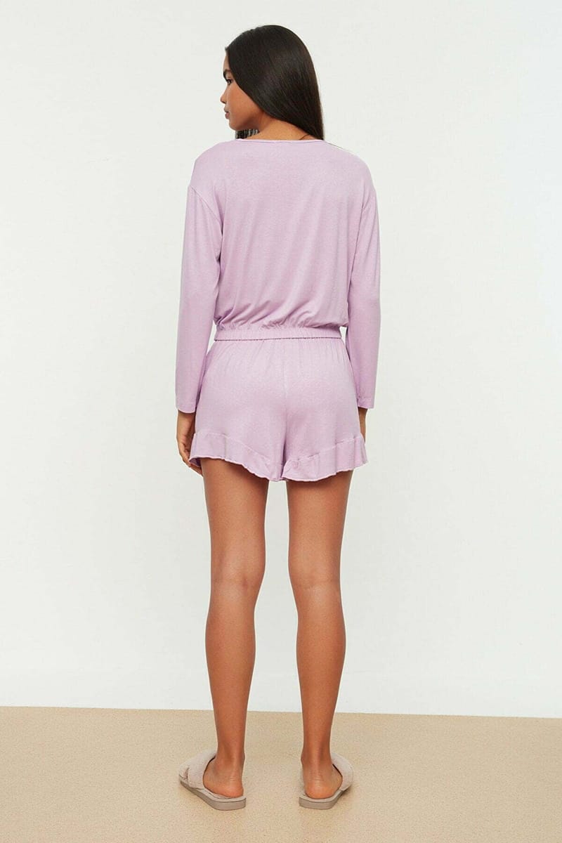 Purple Knitted Shorts Women's Set - Co-ord Sets 24