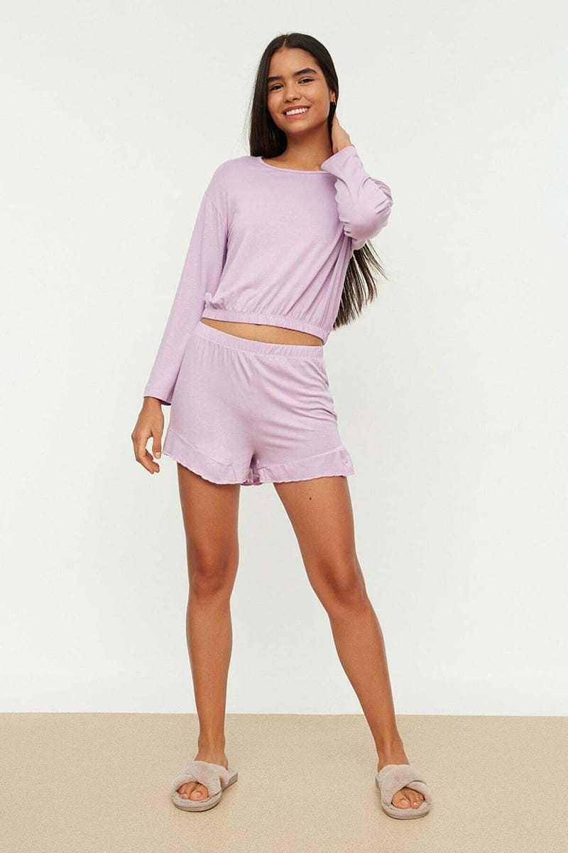 Purple Knitted Shorts Women's Set - Co-ord Sets 20