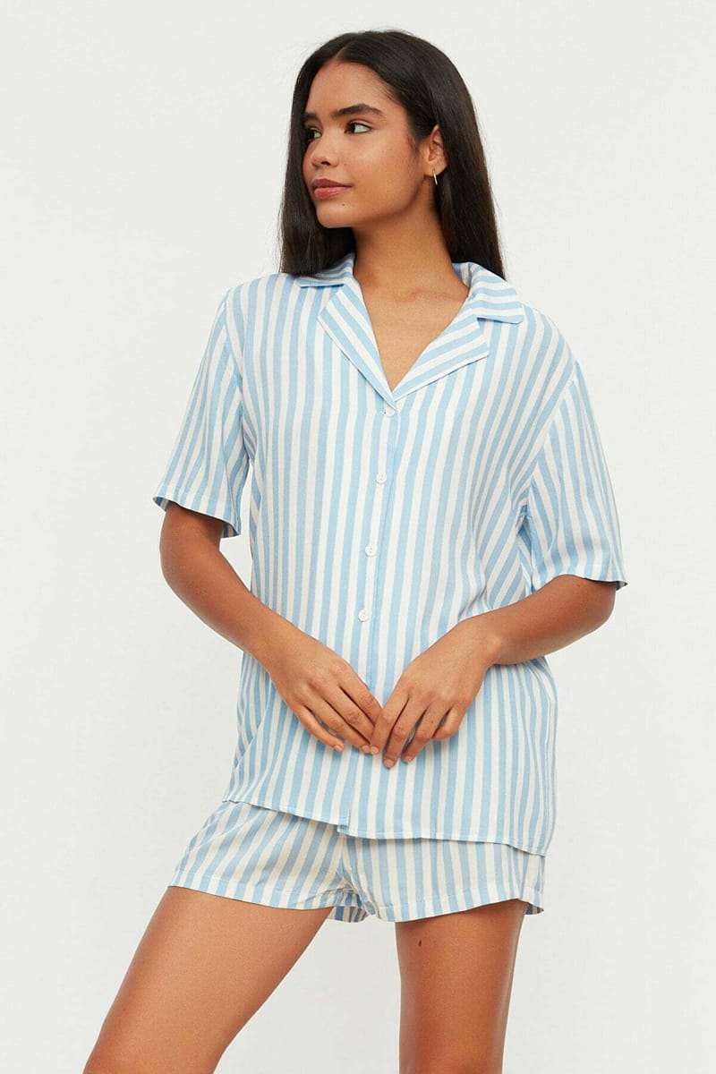 Striped Shirt & Shorts Pyjama Set - Co-ord Sets
