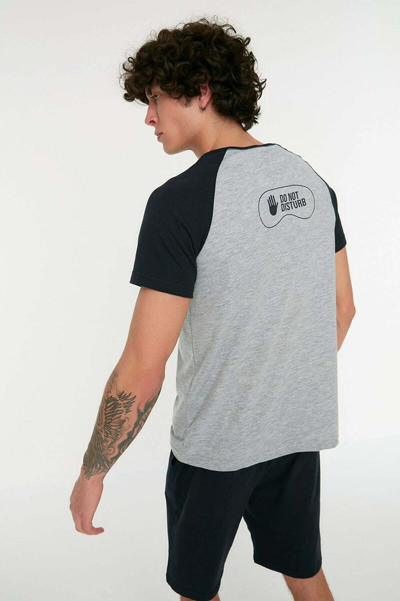 Navy Blue Back Print Raglan Men's Pyjama Set Navy Blue Back Print Raglan Men's Pyjama Set - Co-ord Sets 21