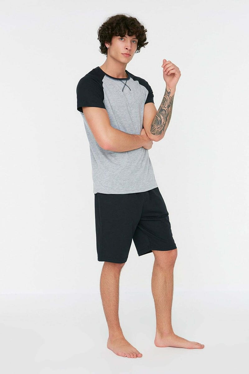 Navy Blue Back Print Raglan Men's Pyjama Set Navy Blue Back Print Raglan Men's Pyjama Set - Co-ord Sets 20