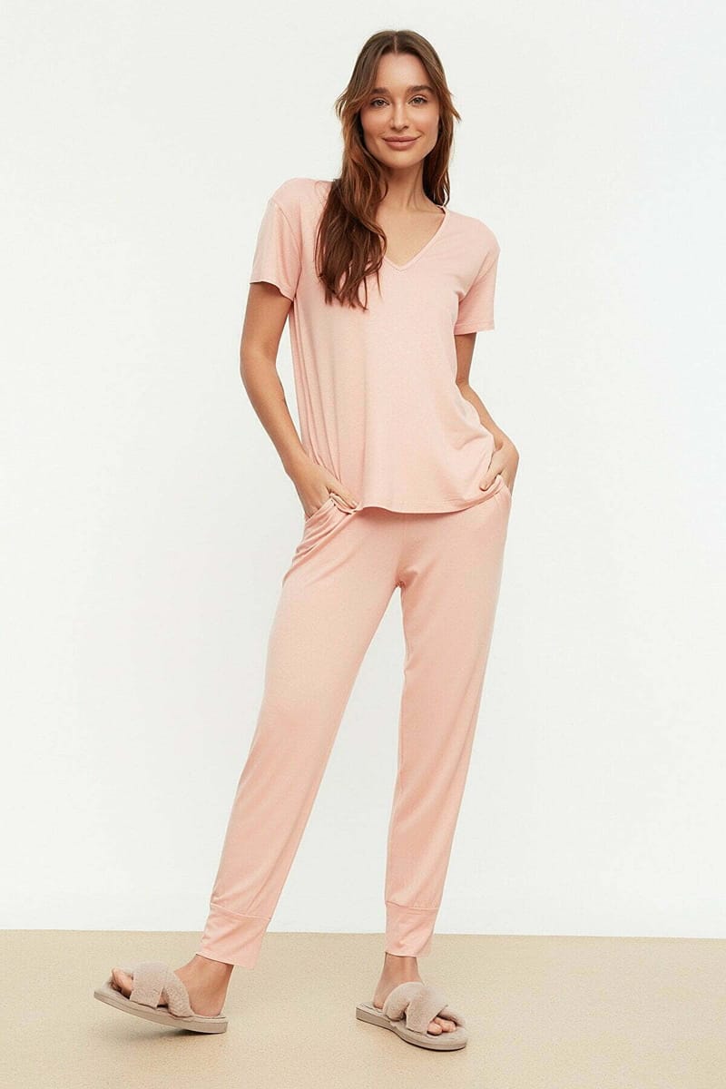 Pink Knitted Pyjama And Pants Women's Set - Co-ord Sets 24