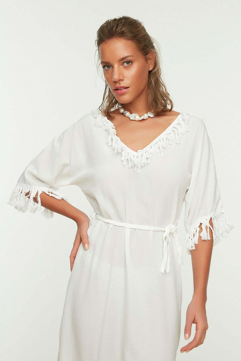 Tassel Detailed Beach Dress - Midi Dresses 21