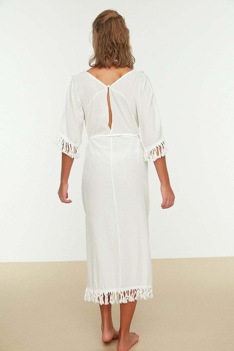 Tassel Detailed Beach Dress - Midi Dresses 23