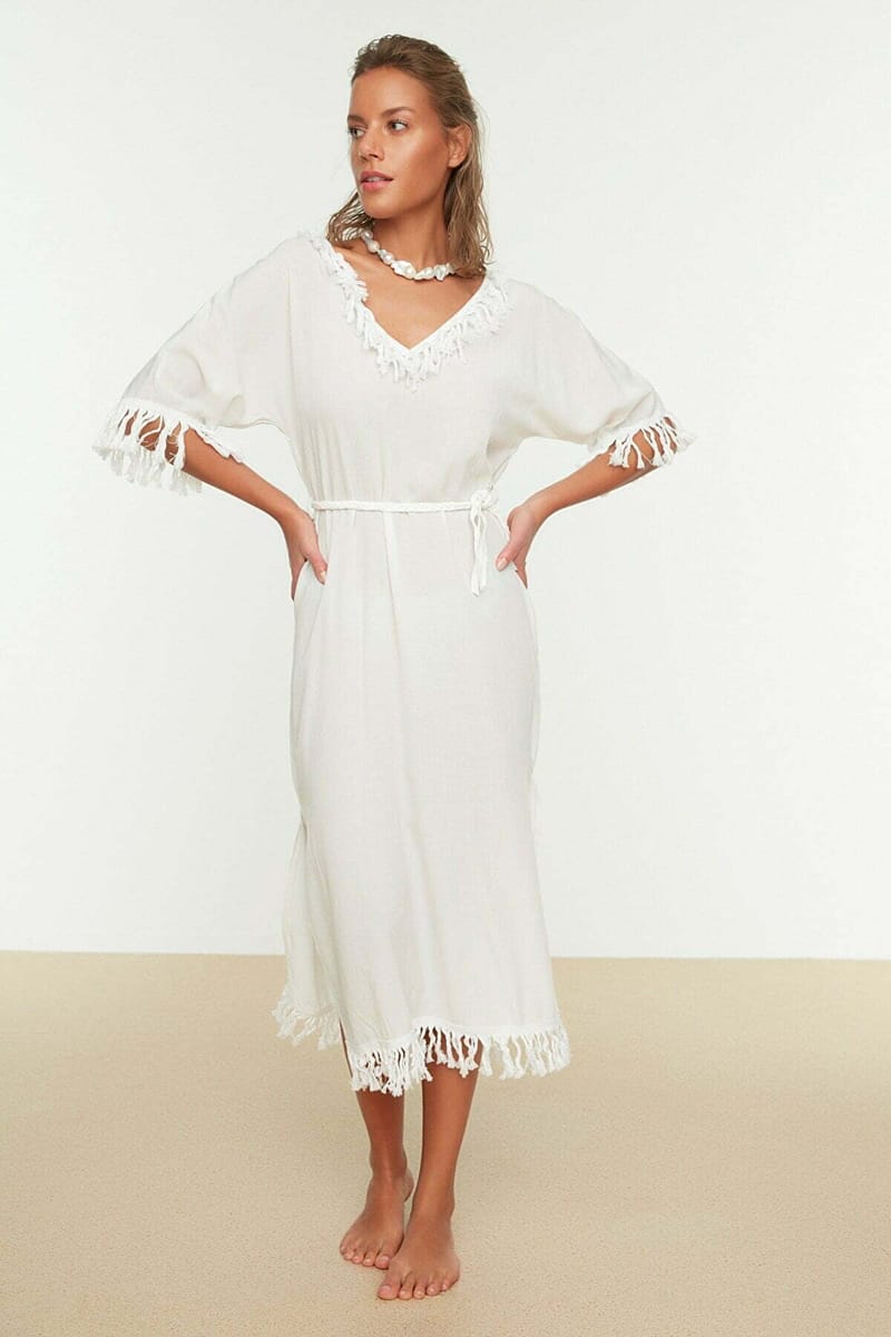 Tassel Detailed Beach Dress - Midi Dresses 24