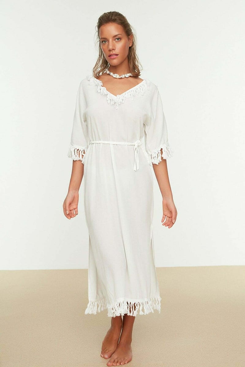 Tassel Detailed Beach Dress - Midi Dresses 20
