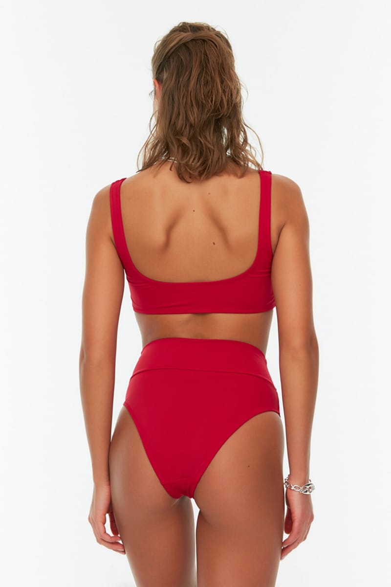 Solid High Waist Bikini Set Trendyol - Women's Bikinis 23