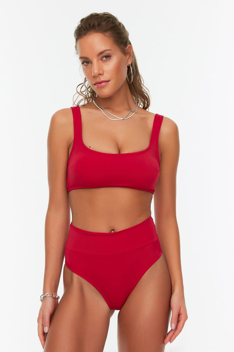 Solid High Waist Bikini Set Trendyol - Women's Bikinis 24