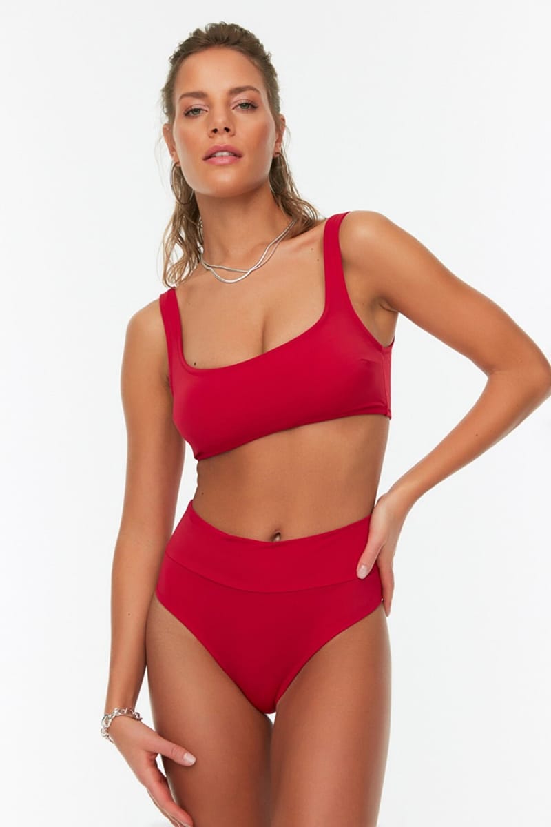 Solid High Waist Bikini Set Trendyol - Women's Bikinis 20