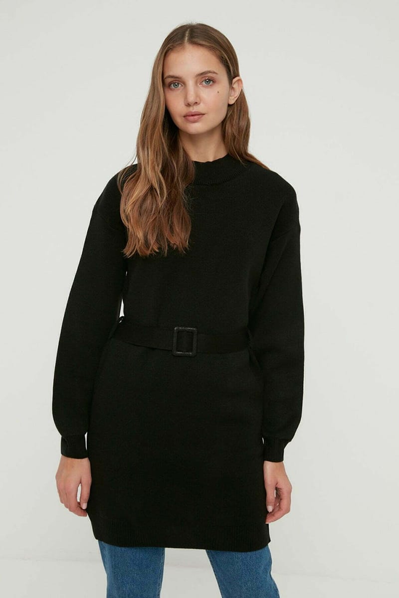 Black Crew Neck Knitted Women's Sweater Black Crew Neck Knitted Women's Sweater - Sweaters 22
