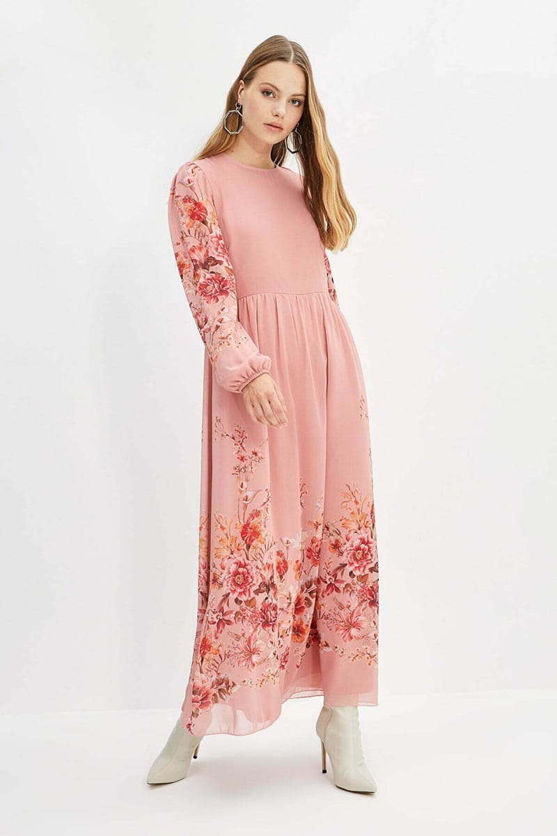 Floral Print Crew Neck Dress Floral Print Crew Neck Dress - Midi Dresses 16