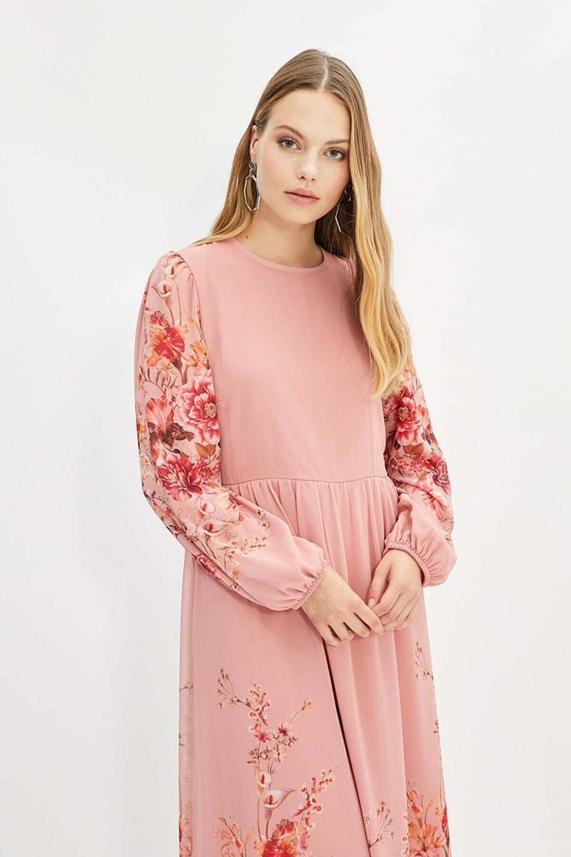 Floral Print Crew Neck Dress Floral Print Crew Neck Dress - Midi Dresses 17