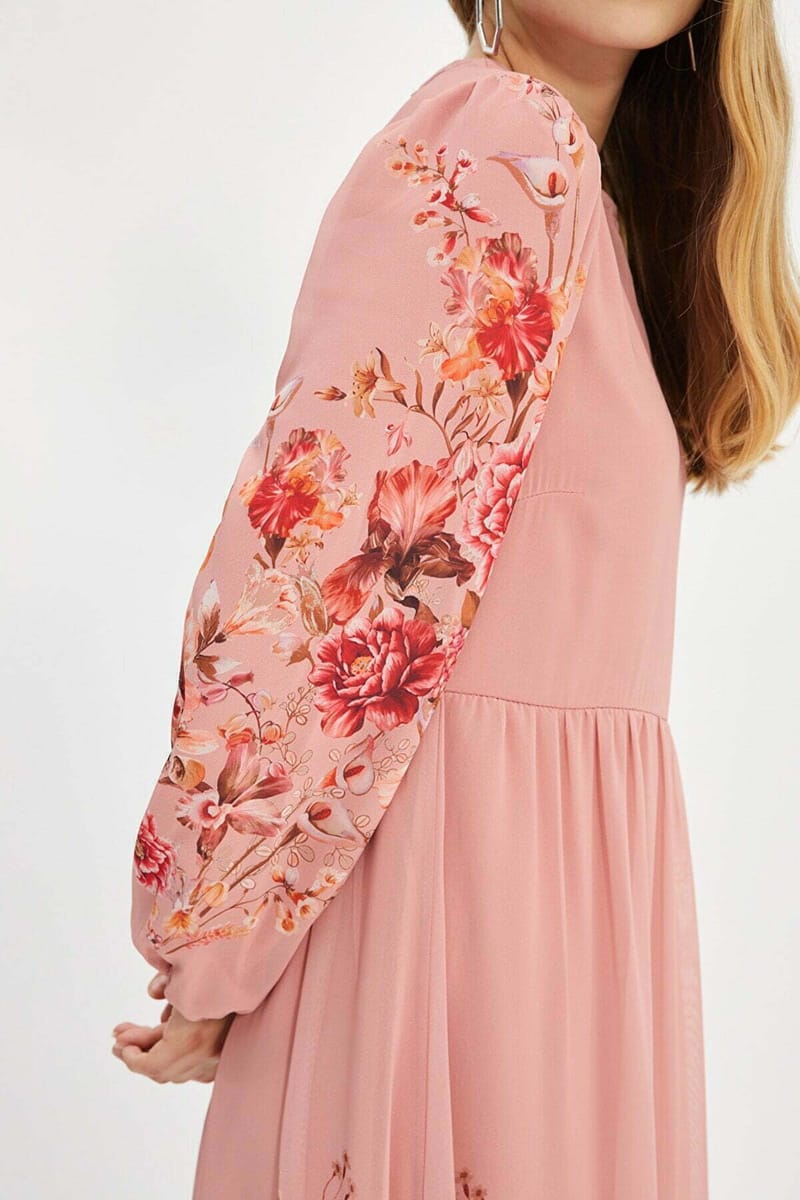 Floral Print Crew Neck Dress Floral Print Crew Neck Dress - Midi Dresses 18