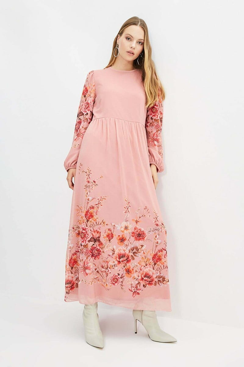 Floral Print Crew Neck Dress Floral Print Crew Neck Dress - Midi Dresses 15