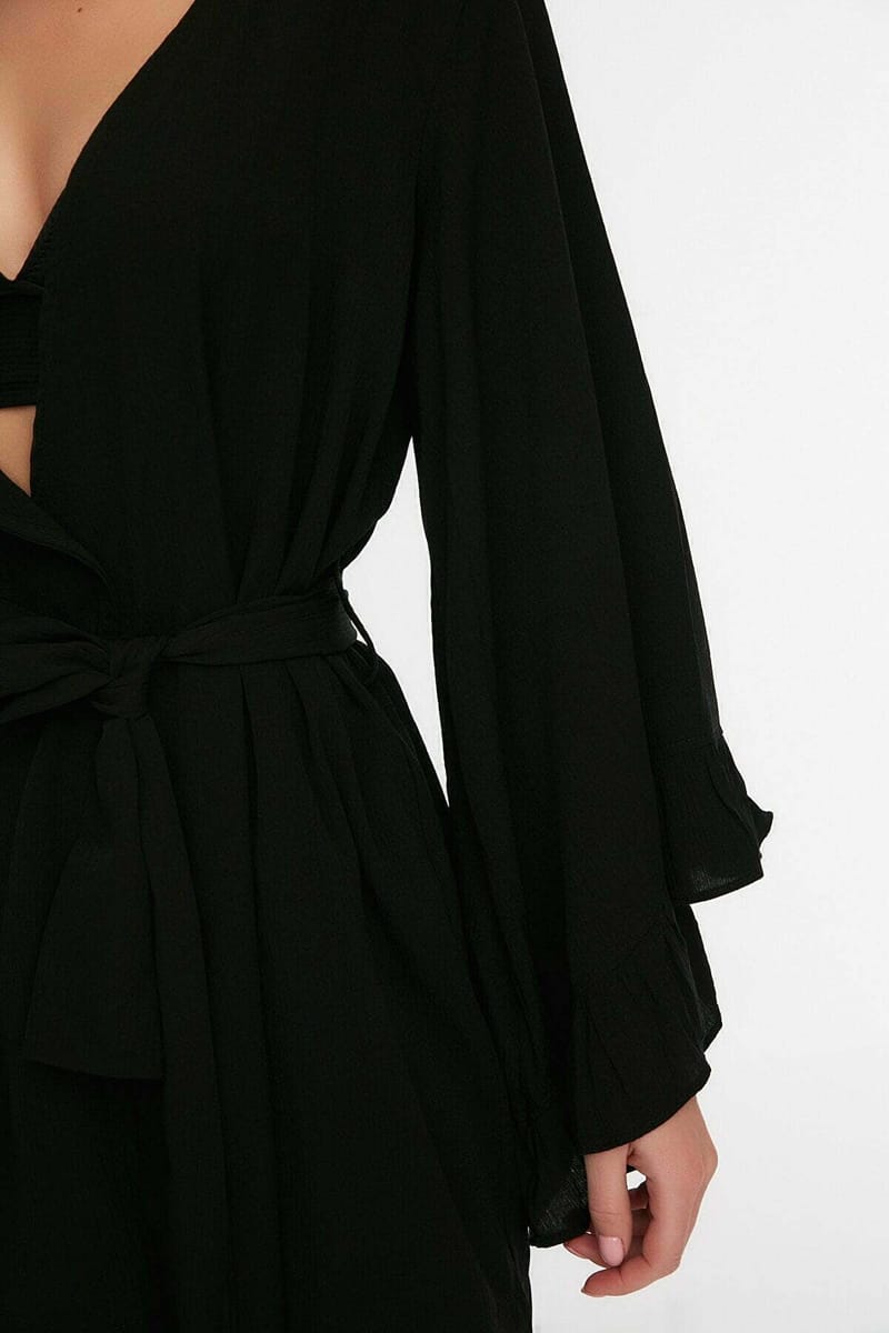 Flare Sleeve Belted Kimono