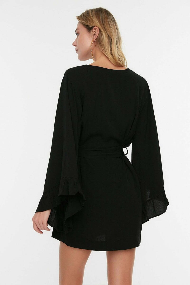 Flare Sleeve Belted Kimono