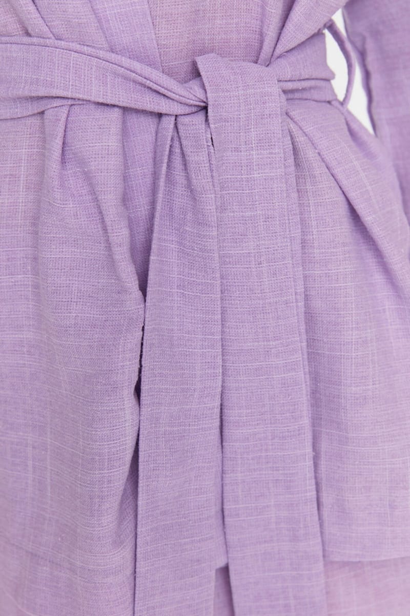 Tie Detail Kimono & Shorts Set