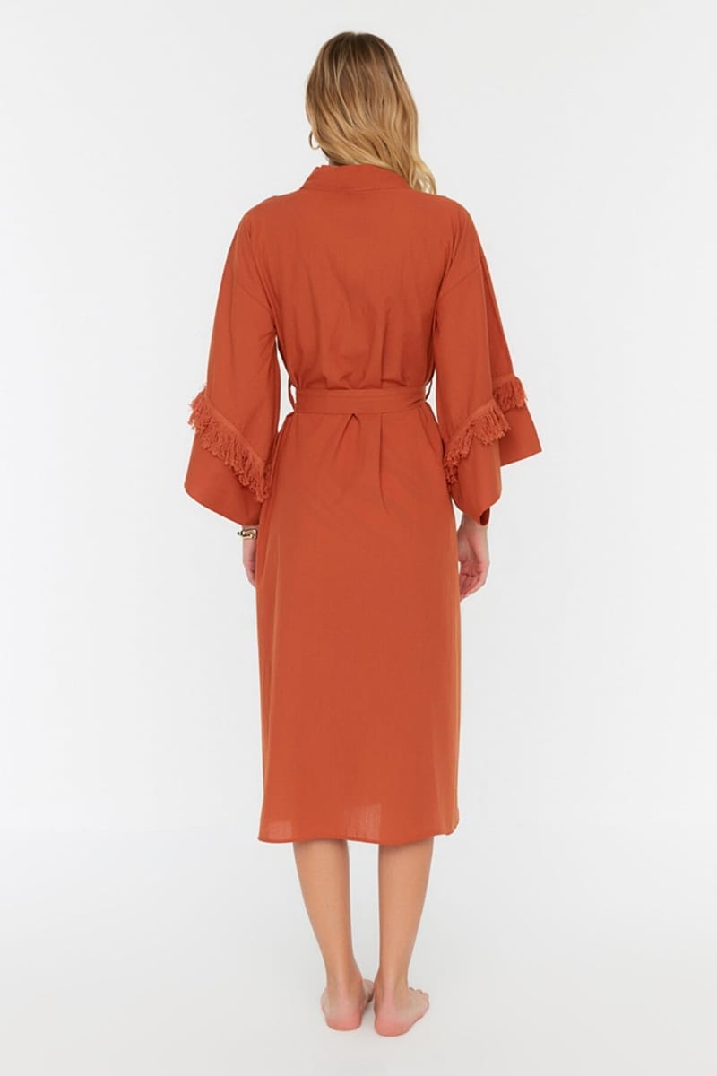 Tie Detail Longline Kimono