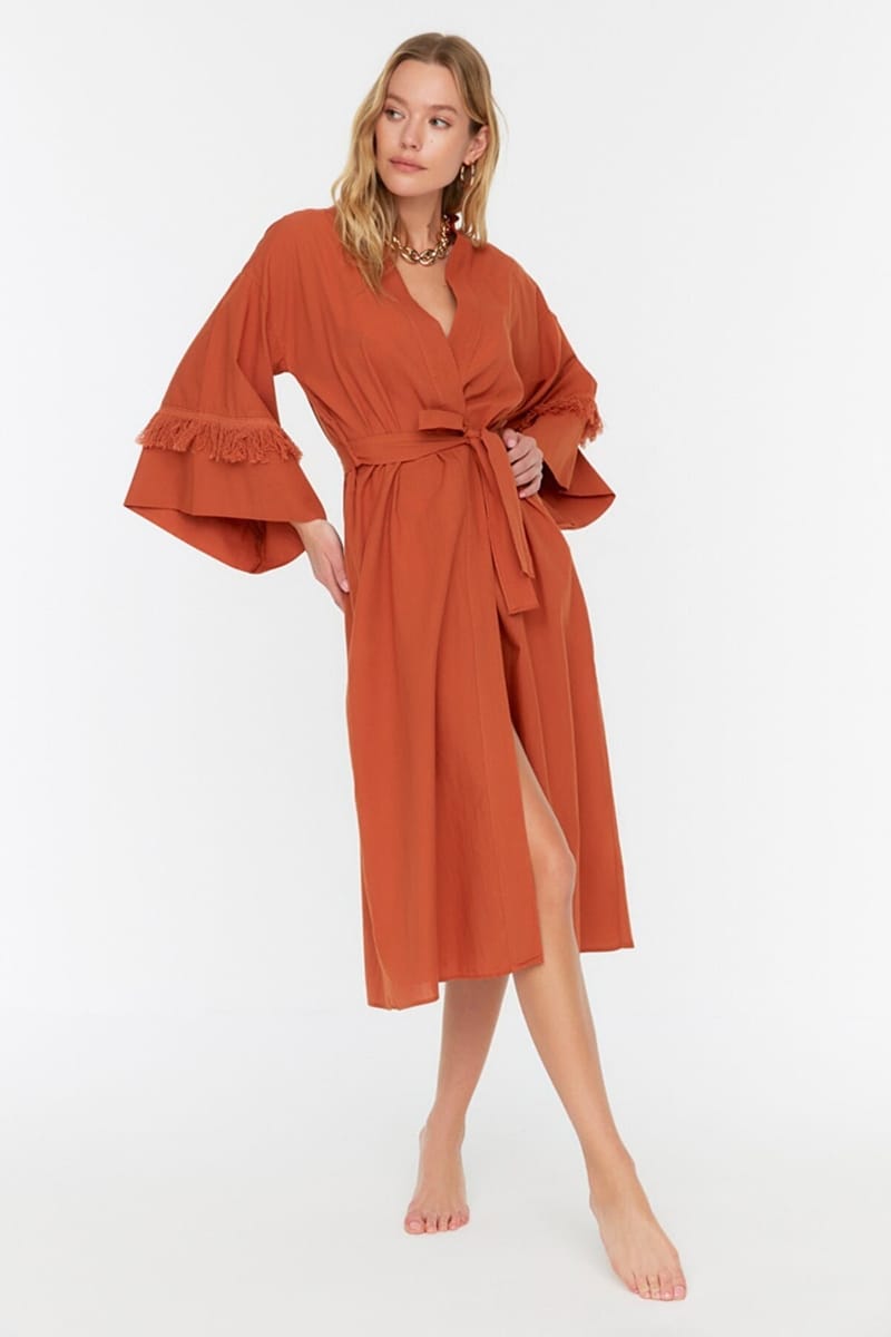 Tie Detail Longline Kimono