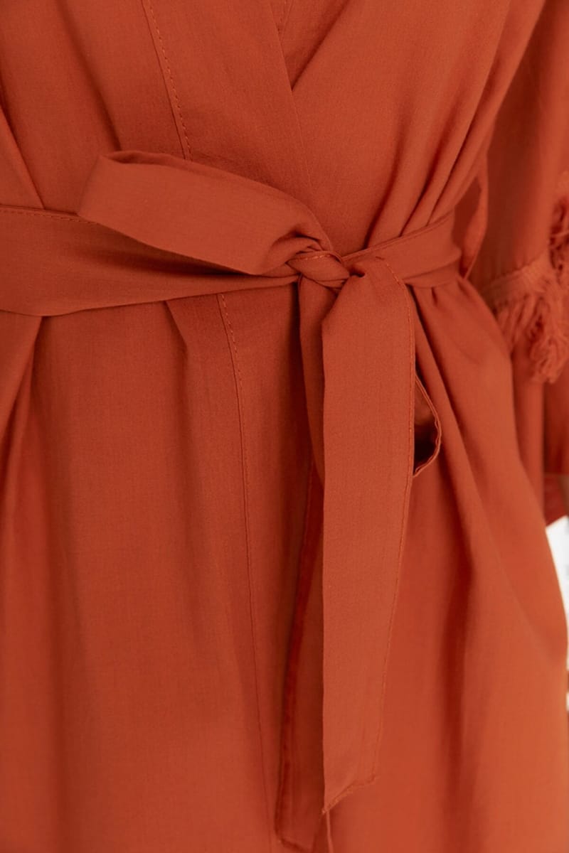 Tie Detail Longline Kimono