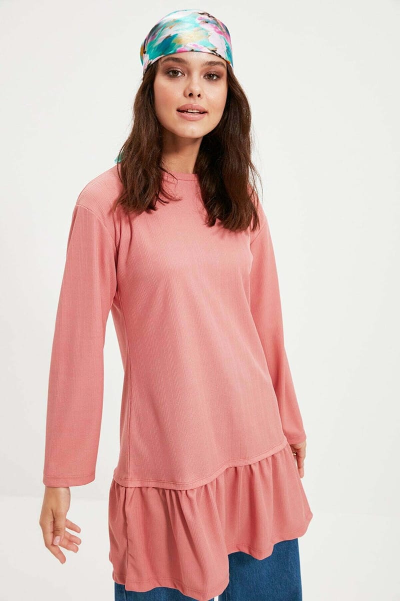 Crew Neck Pleat Detail Tunic