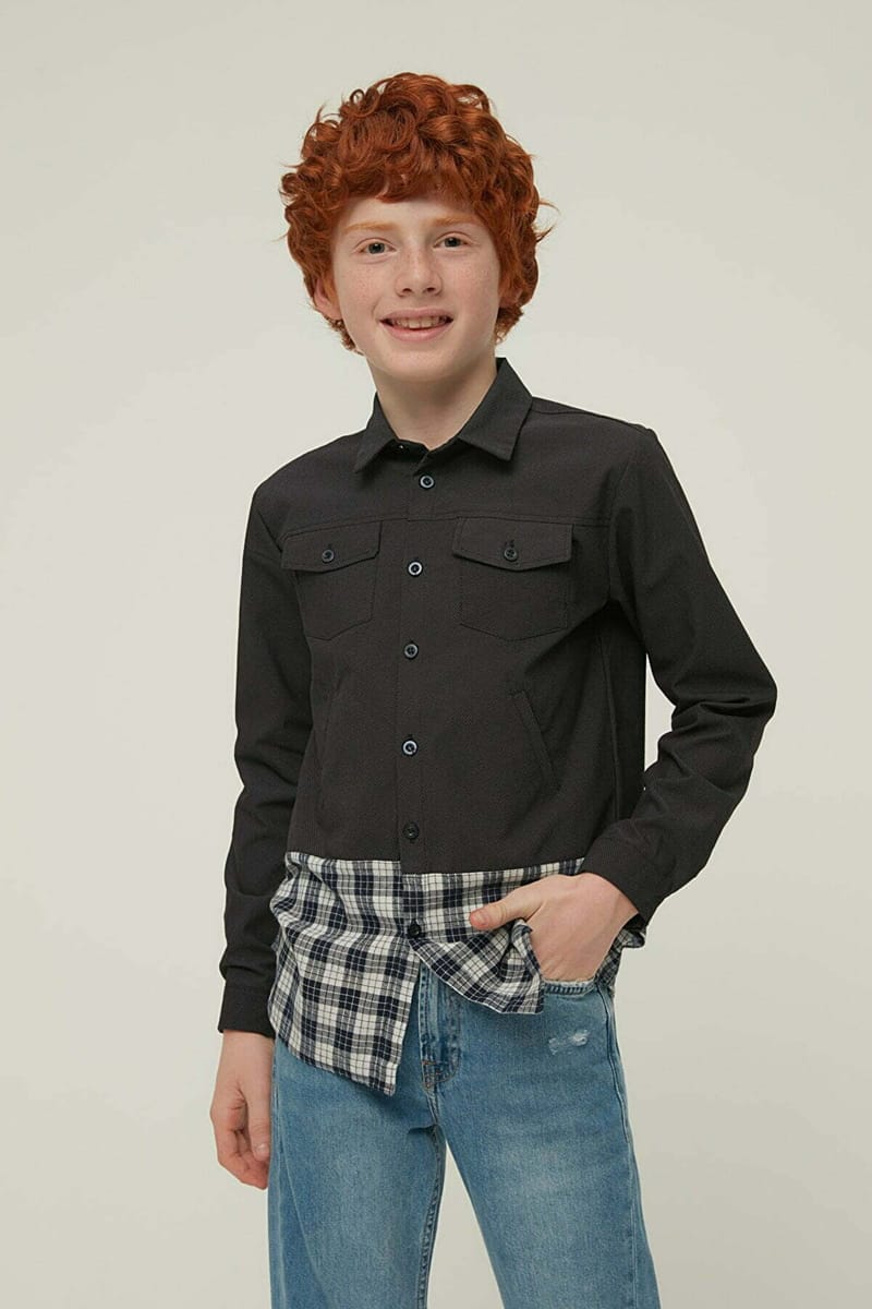 Kids Checked Panel Shirt