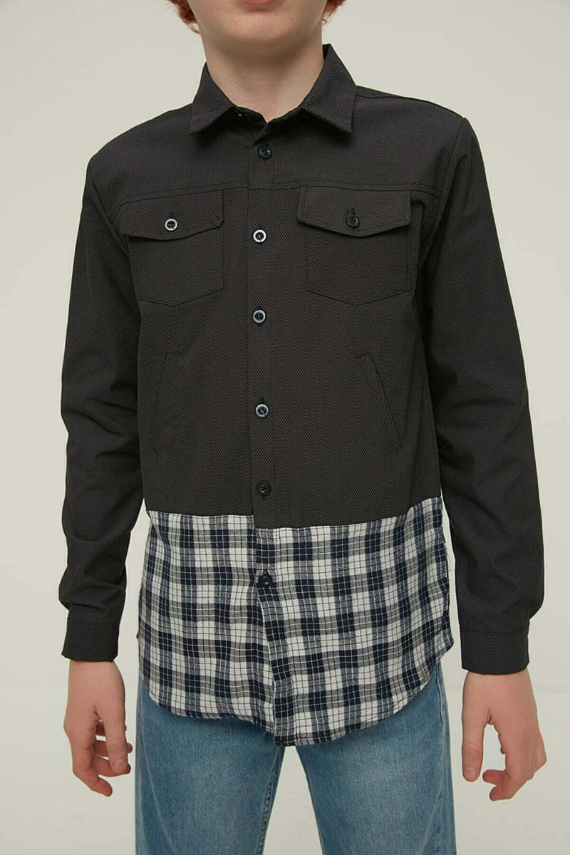 Kids Checked Panel Shirt