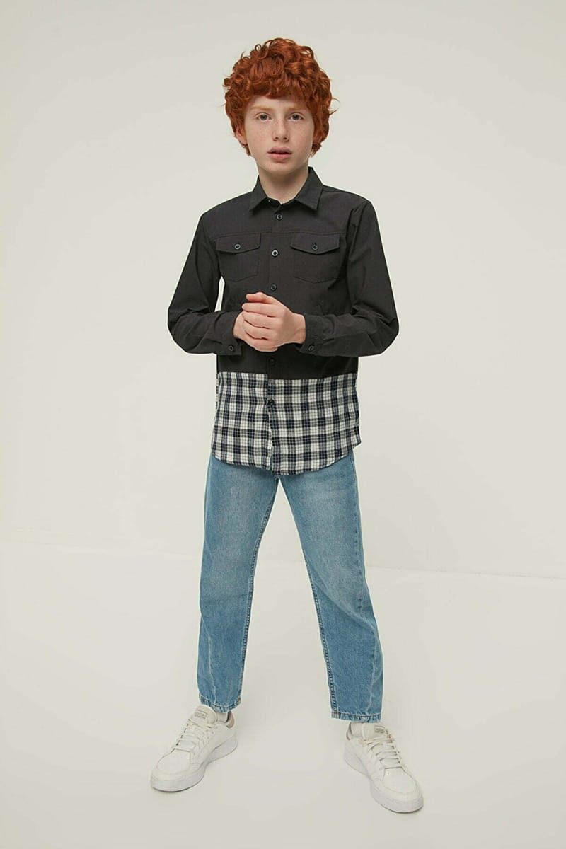 Kids Checked Panel Shirt