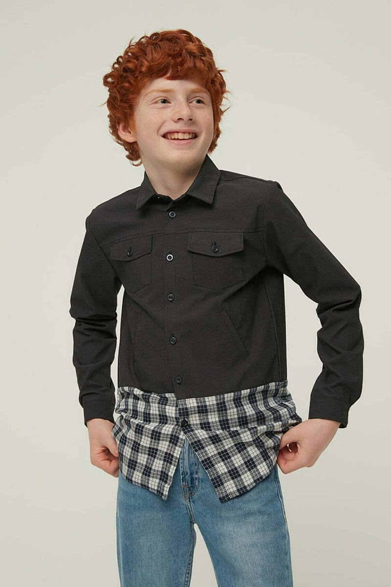 Kids Checked Panel Shirt