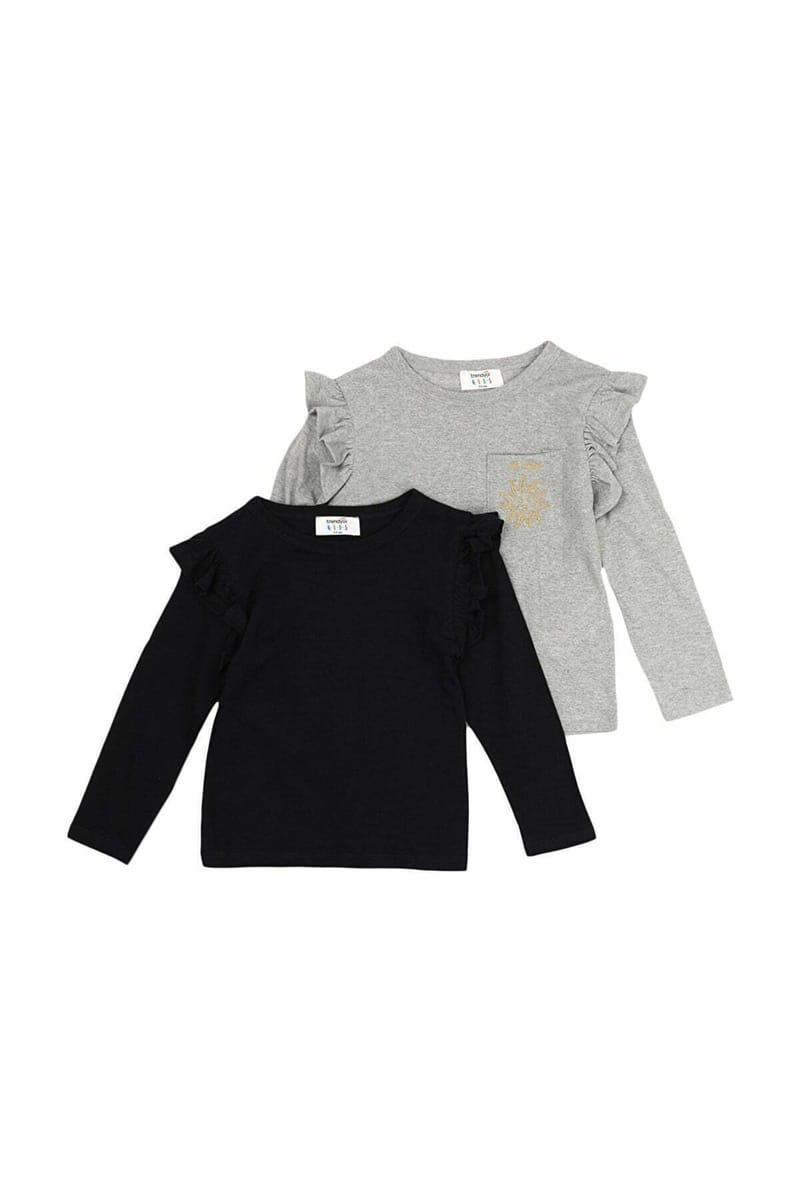 Kids 2 Pack Frill Detail T-Shirt