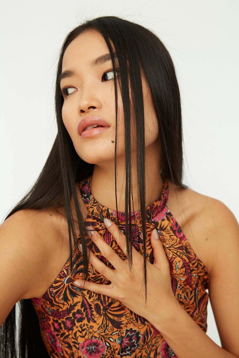 Orange Belt Floral Print Pleated Halter Neck Women's Dress - Midi Dresses 33