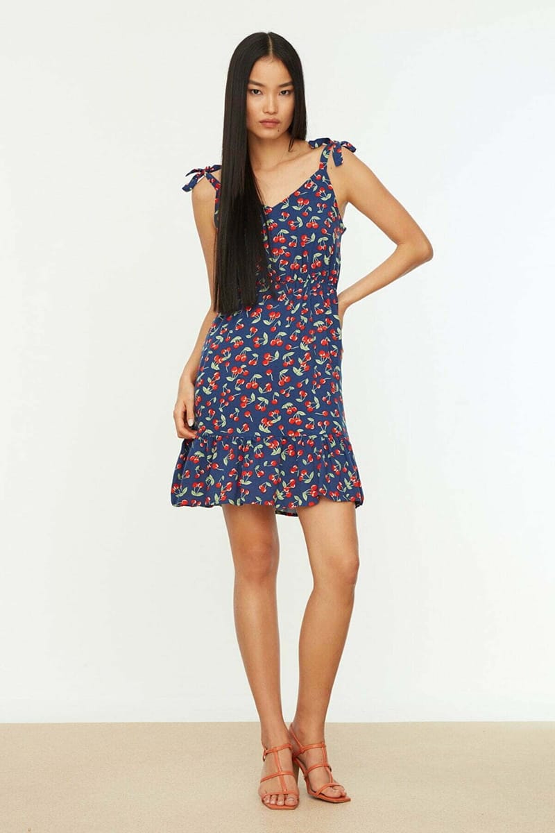 Floral Print Mini Dress Trendyol - Women's Mini Dresses 24