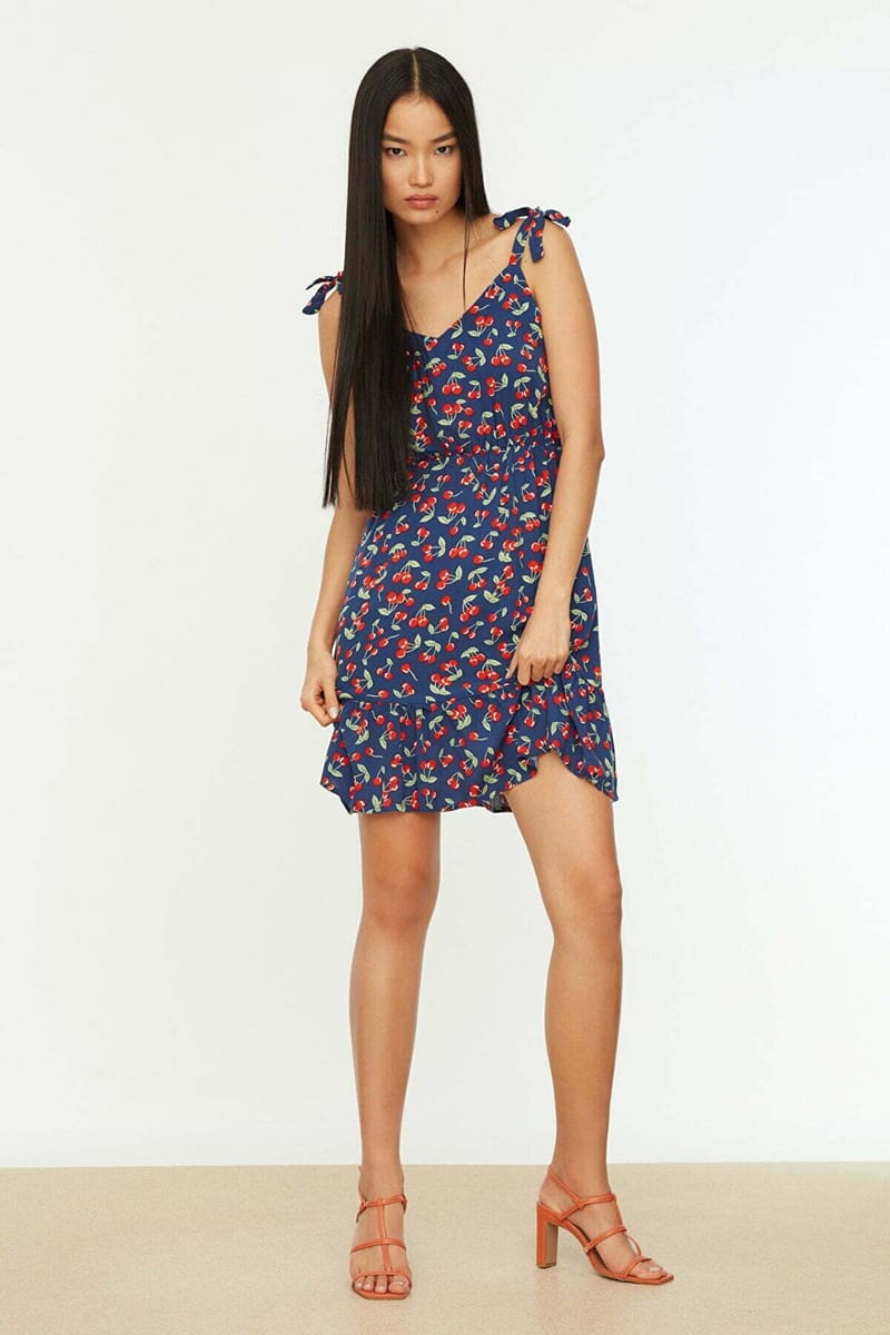 Floral Print Mini Dress Trendyol - Women's Mini Dresses 26